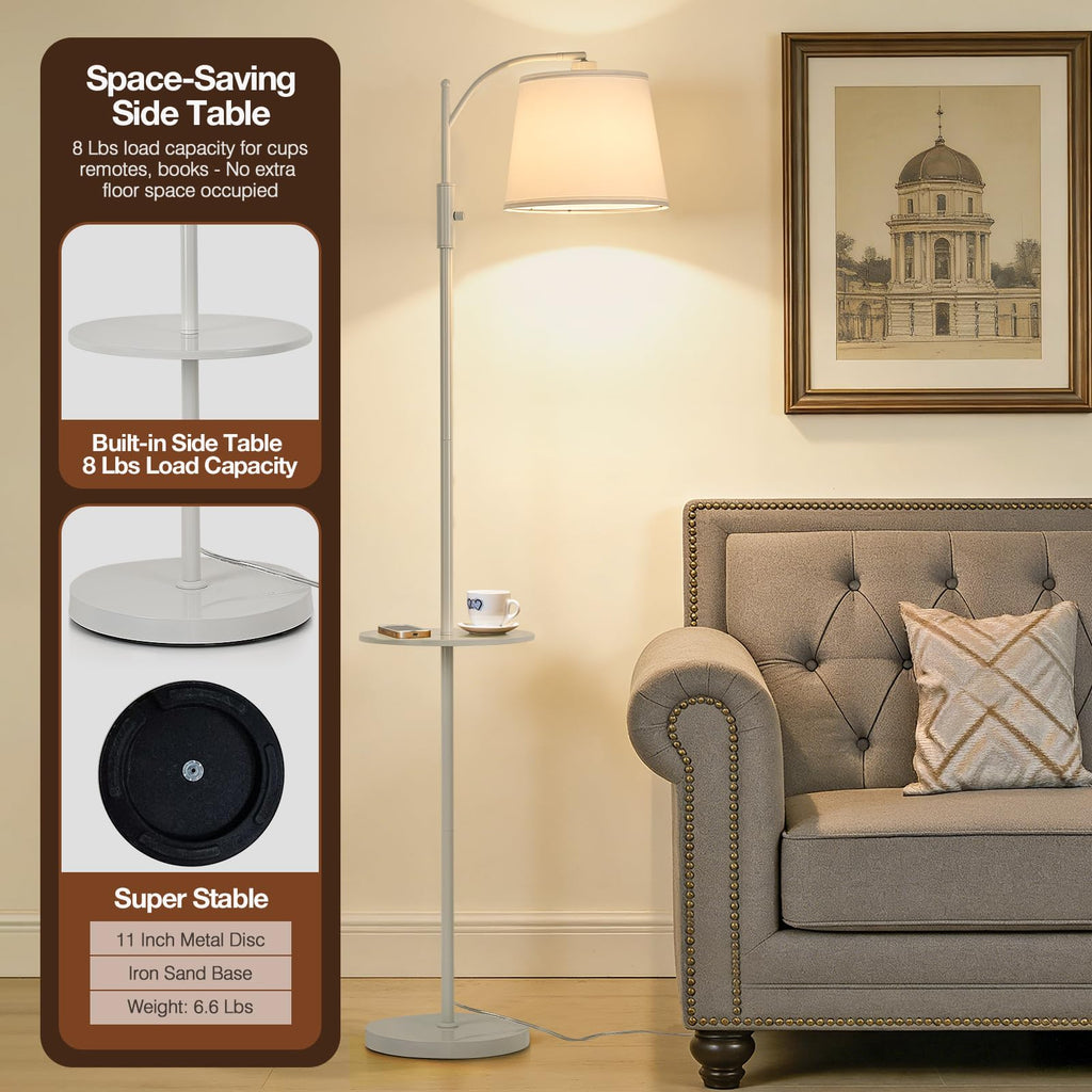Smart Floor Lamp with Side Table, Alexa & Google Assistant
