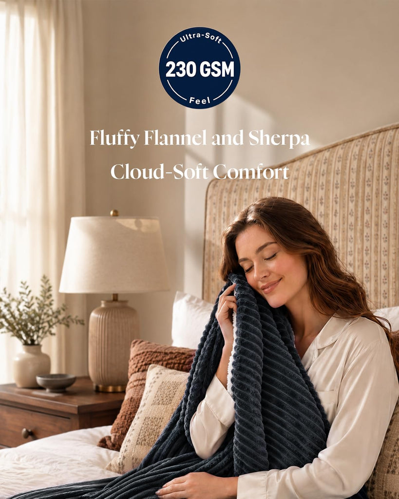 Ultrasoft Electric Heated Blanket Throw: 125.6°F Fast Even Heat