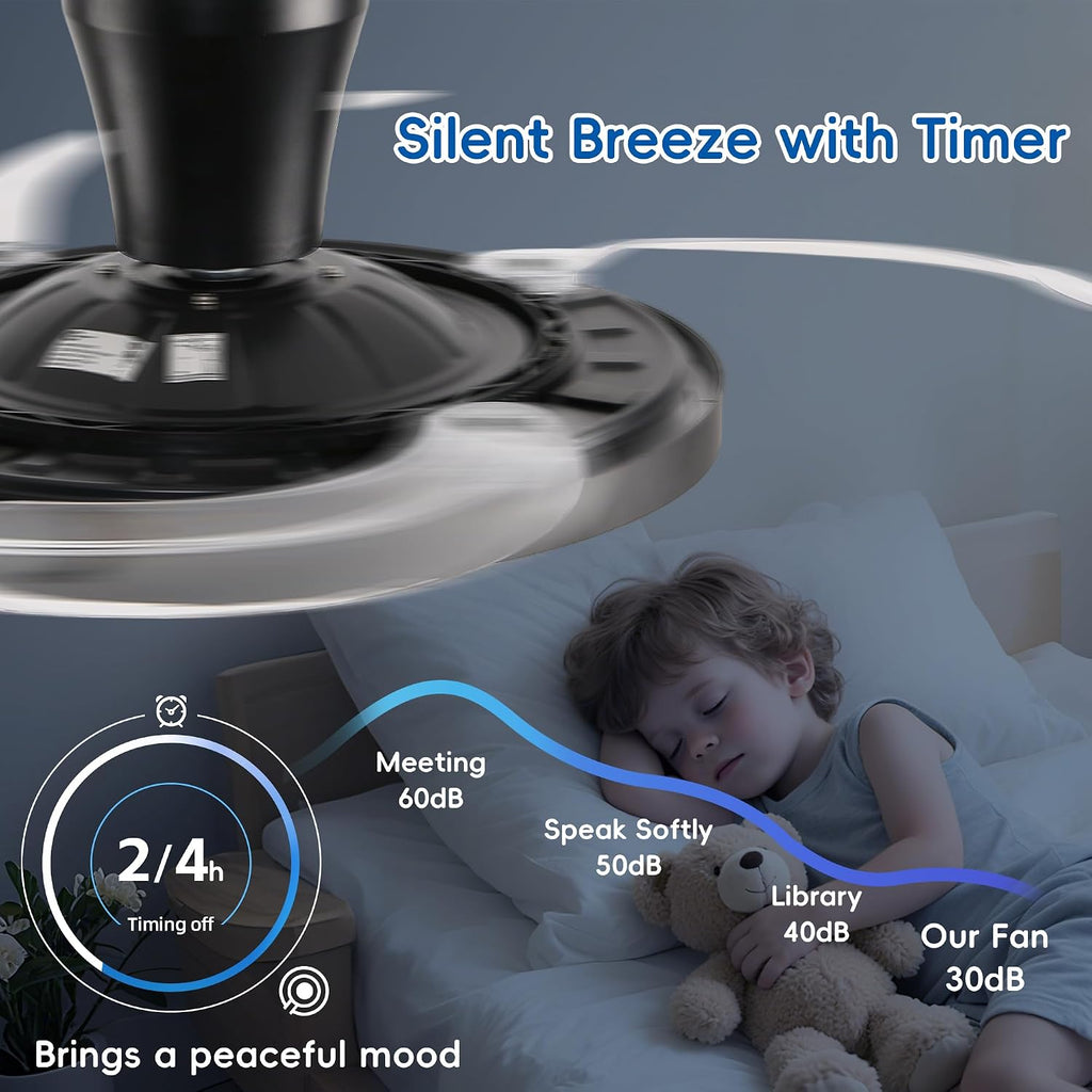 48 inch Black Slim Retractable Ceiling Fan with Light, Low Ceiling