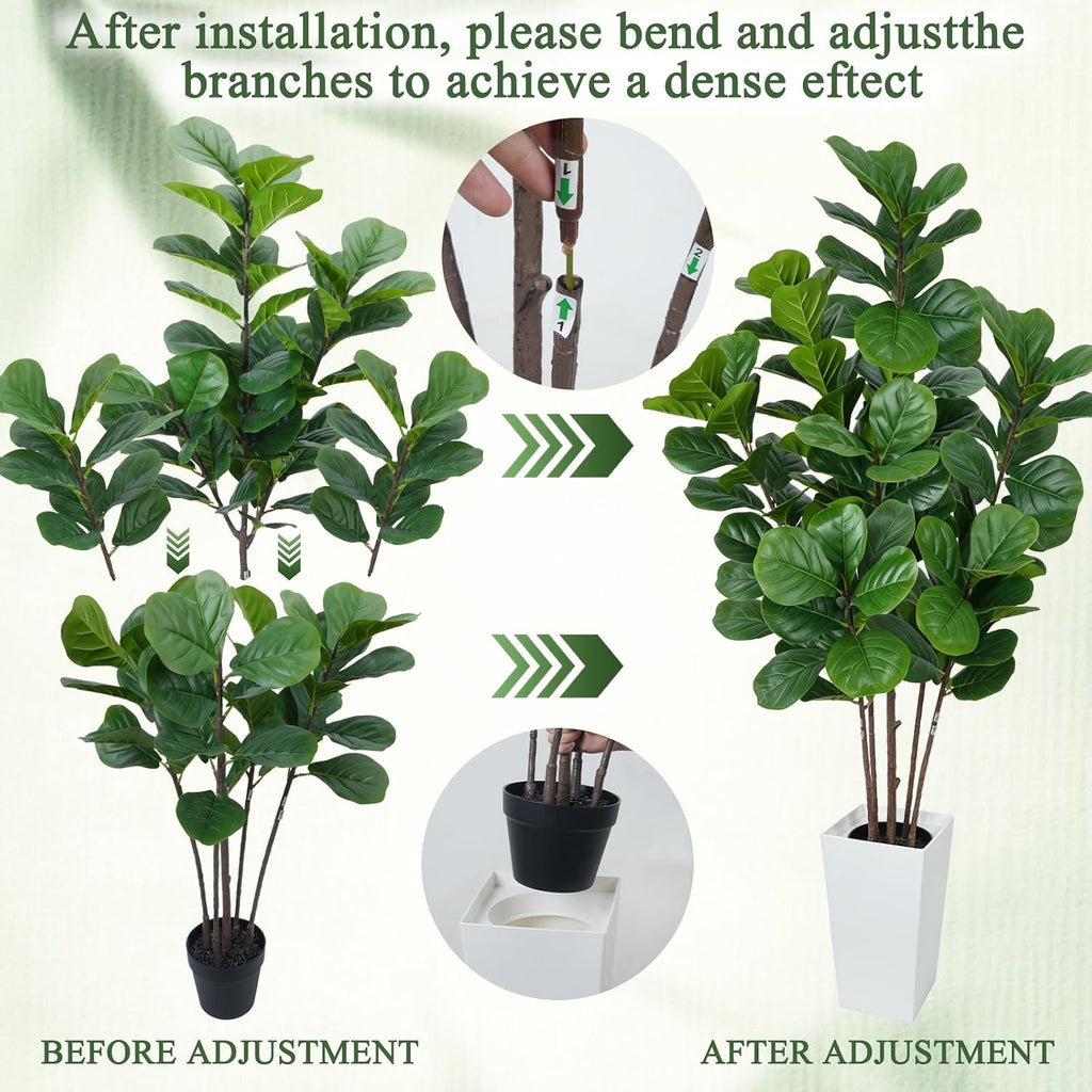 6FT Artificial Fiddle Leaf Fig Tree Tall Fake Green Plants Indoor