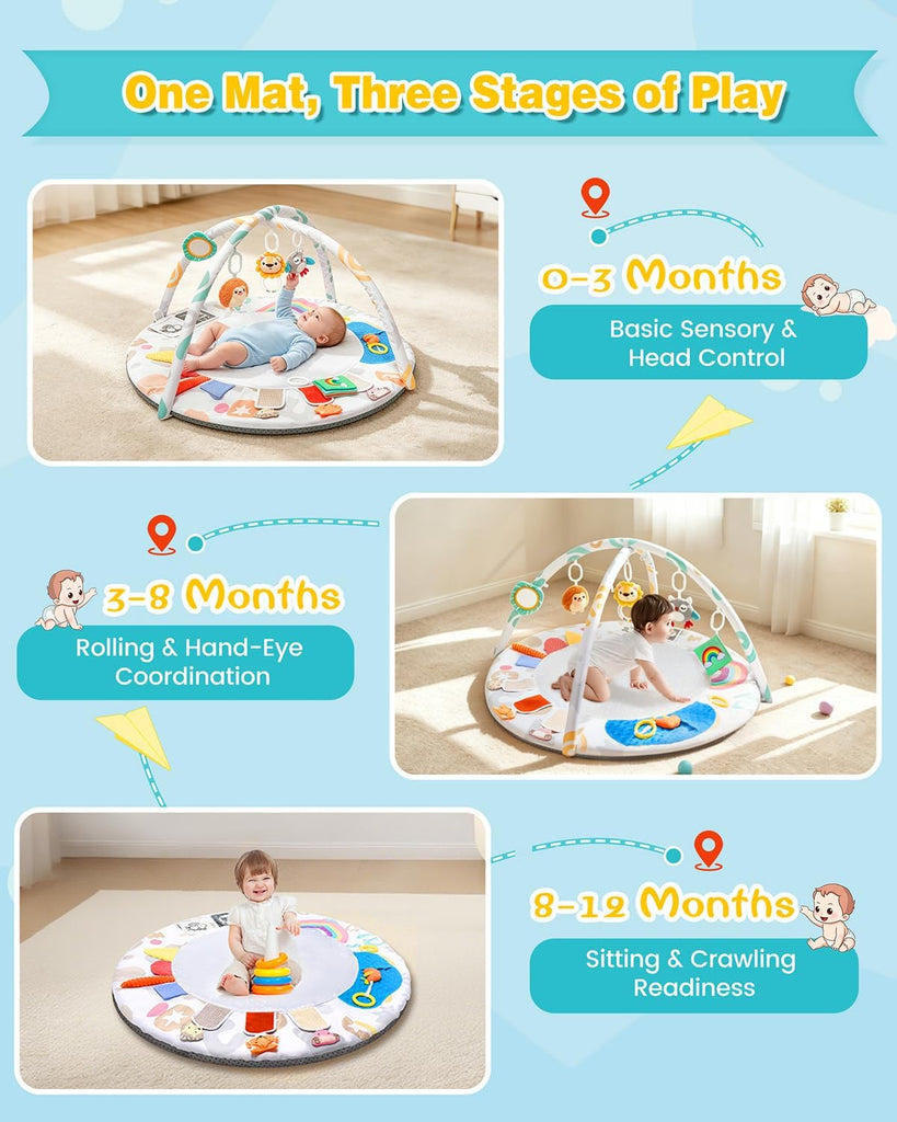 Play Gym & Activity Mat with 5 Toys for 0-12 Months