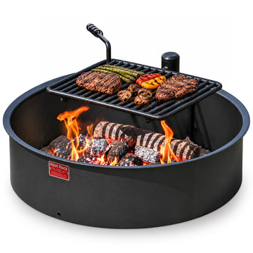 Fire Pit Ring with Cooking Grate - 30 in - Alloy Steel