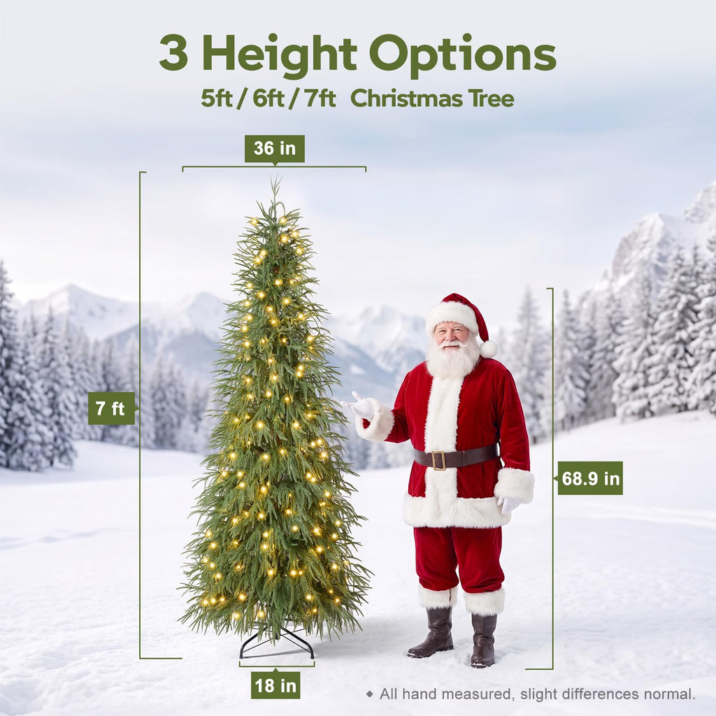 7ft Prelit Christmas Tree - Artificial Norfolk Pine, 220 LEDs