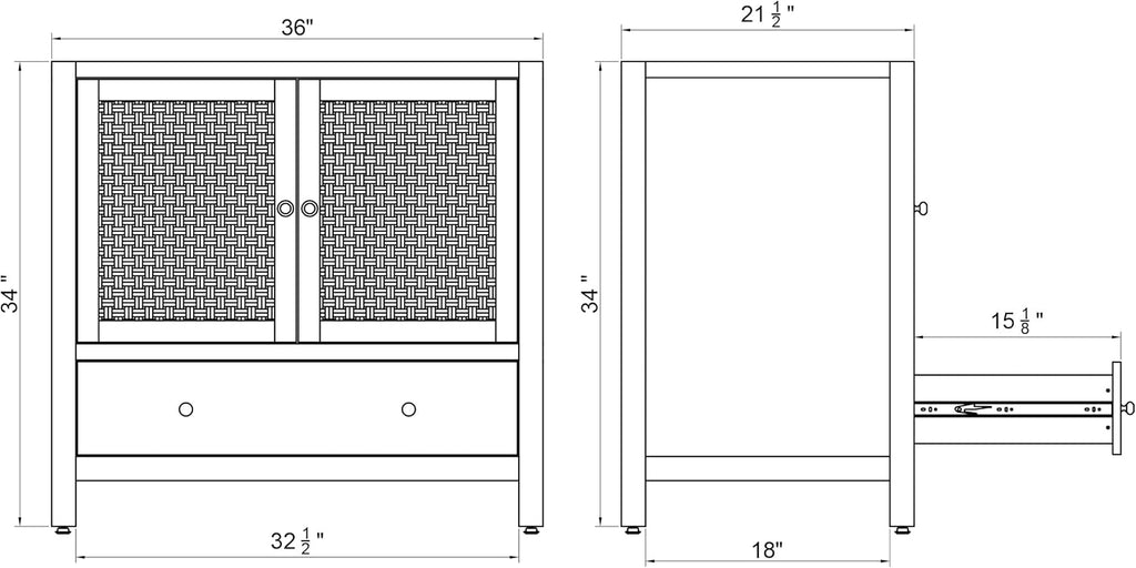 Alaterre Furniture Lucca Bathroom Vanity - Freestanding Cabinet Without Sink
