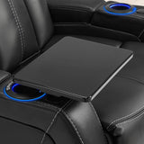 MCombo Dual Motors Leather Recliner with Power Headrest, Home Theater Seating with Armrest Storage HTS422 (Black)