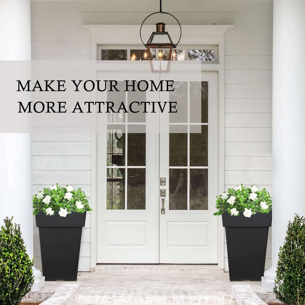 20 Inch Tall Planters for Outdoor Indoor Plants, Set of 2 Large Plastic Plant Pots Flower Pot Outdoor Planter for