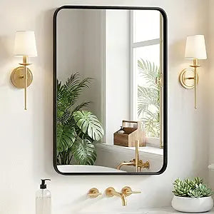 Bathroom Wall Mirror, 36X24 Inch Wall Mount Mirror for Over Sink, Modern Rounded Rectangle Vanity Mirror with Matte