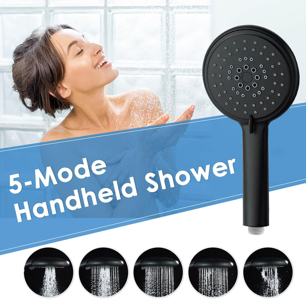 Shower Panel Tower System Stainless Steel, 43.3 Inch, Matte Black