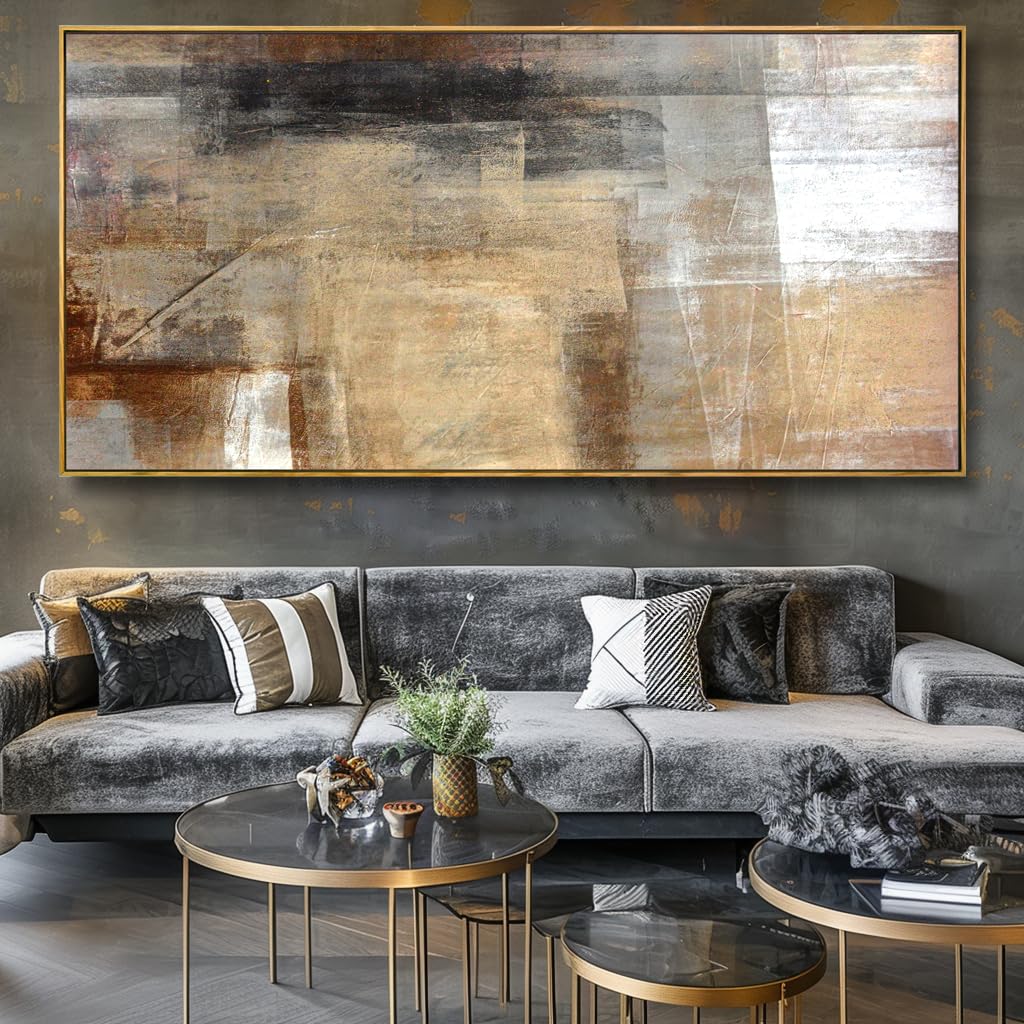 Wall Art Abstract Wall Decor Yellow Black Ink Canvas Painting Modern Artwork Bedroom Dining Room Home Office Decor
