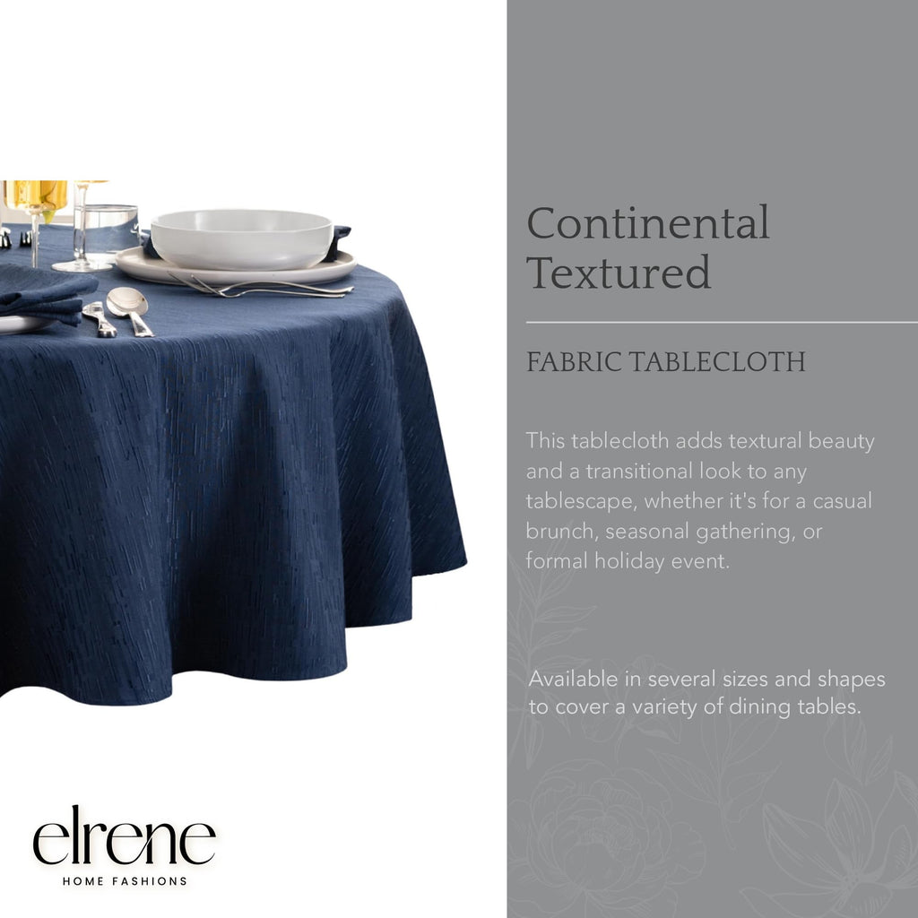 Continental Solid Texture Water Resistant Tablecloth, Navy - 60" W x 84" L Oval