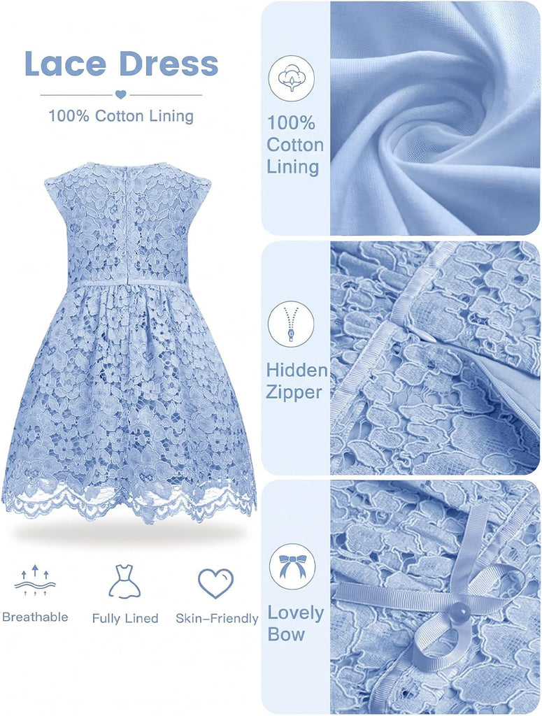 Girls & Toddlers Sleeveless A-Line Lace Flower Girl Dress Birthday Party Wedding Dress with Beaded Bowknot 2
