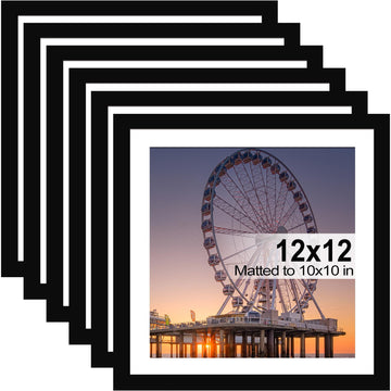 12x12 Picture Frame Black Set of 6, Diamond Art Painting Frames Display Photo 10x10 or 12 x 12 without Mat, Wall