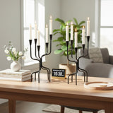 5-arm Candelabra Candlestick Holders - Vintage Black Candle Holders, Metal Taper Candleholders, 16.7" Tall Candle