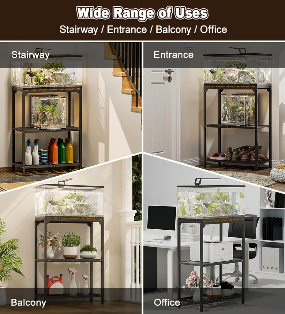 20 Gallon Aquarium Stand with 3-Tier Adjustable Storage Shelf