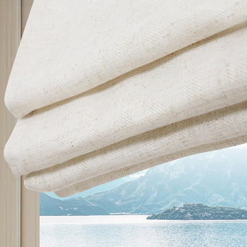 Cordless Linen Roman Shades, Natural Custom Fabric Room Darkening Roman Window Shades Blinds for Doors, French Doors
