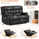 RV Loveseat Recliner Sofa, Reclining Loveseat Home Theater Seating with USB Ports, Cup Holders, Insert Pockets