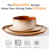 Ceramic Dinnerware Sets for 4,12-Piece Plates and Bowls,Handmade Reactive Glaze Dishes Set,Chip Resistant and Scratch