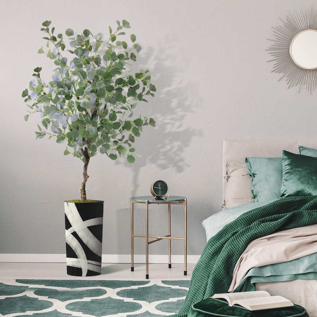 Artificial Tree in Geometric Pattern Planter, Fake Eucalyptus Silk Tree for Indoor and Outdoor Home Decoration - 66"