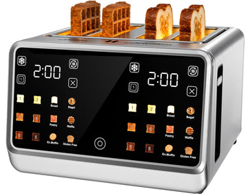 4 Slice Toaster, Wide Slots, Dual Touchscreens, Single Slice & Bagel Modes