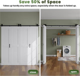 Bifold Barn Door 64'' x 84'',Bi-Fold Sliding Closet Doors with Hardware Kit Included,72'' Track Kit 