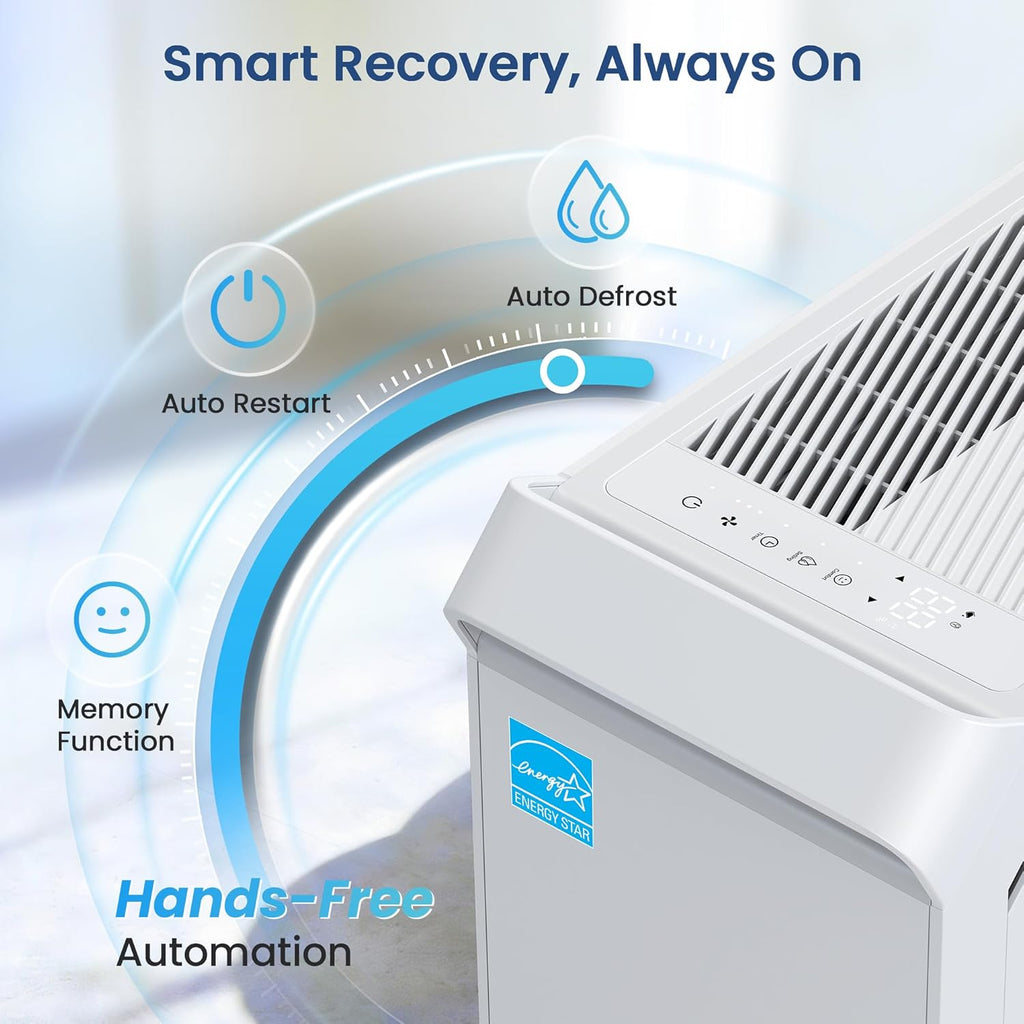 4,500 Sq.Ft Energy Star Most Efficient 2025 Dehumidifier, Max 80 Pint/D Dehumidifier for Basement with Drain Hose