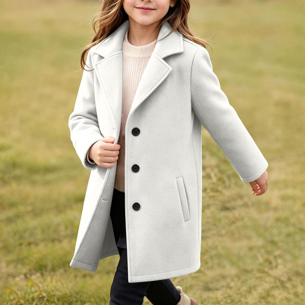 Wool Blend Coat Single Breasted Lapel Mid Length Outerwear