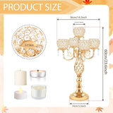 5-Arm Crystal Candelabra Centerpiece 23.2" Tall - Elegant Candle Holder Stand with Crystal Bowl, Chic Table Decor for