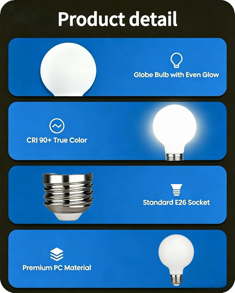 60 Watt G25 Globe Incandescent Light Bulbs, G25 60W Double Life Globe Bulb,2700K Soft White, E26 Base, Dimmable