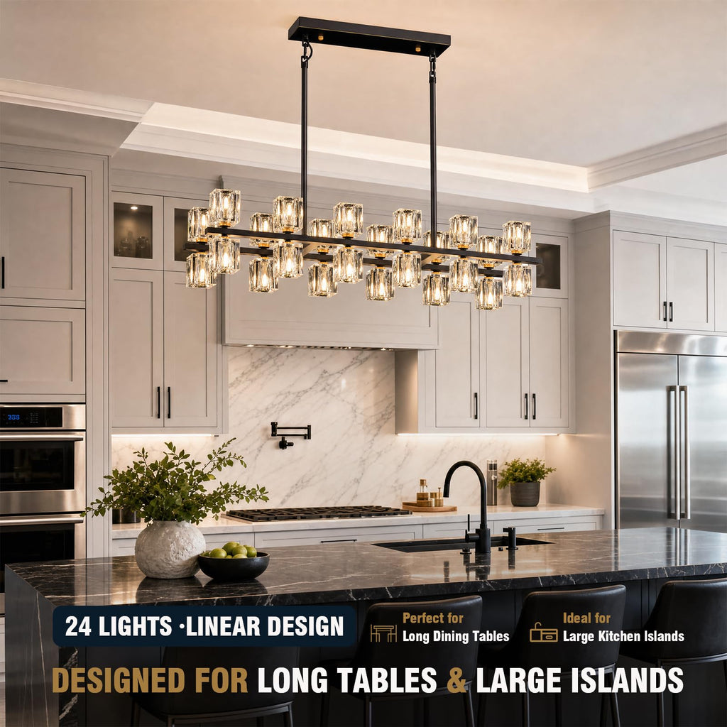 Linear Crystal Chandelier Kitchen Island 36inch