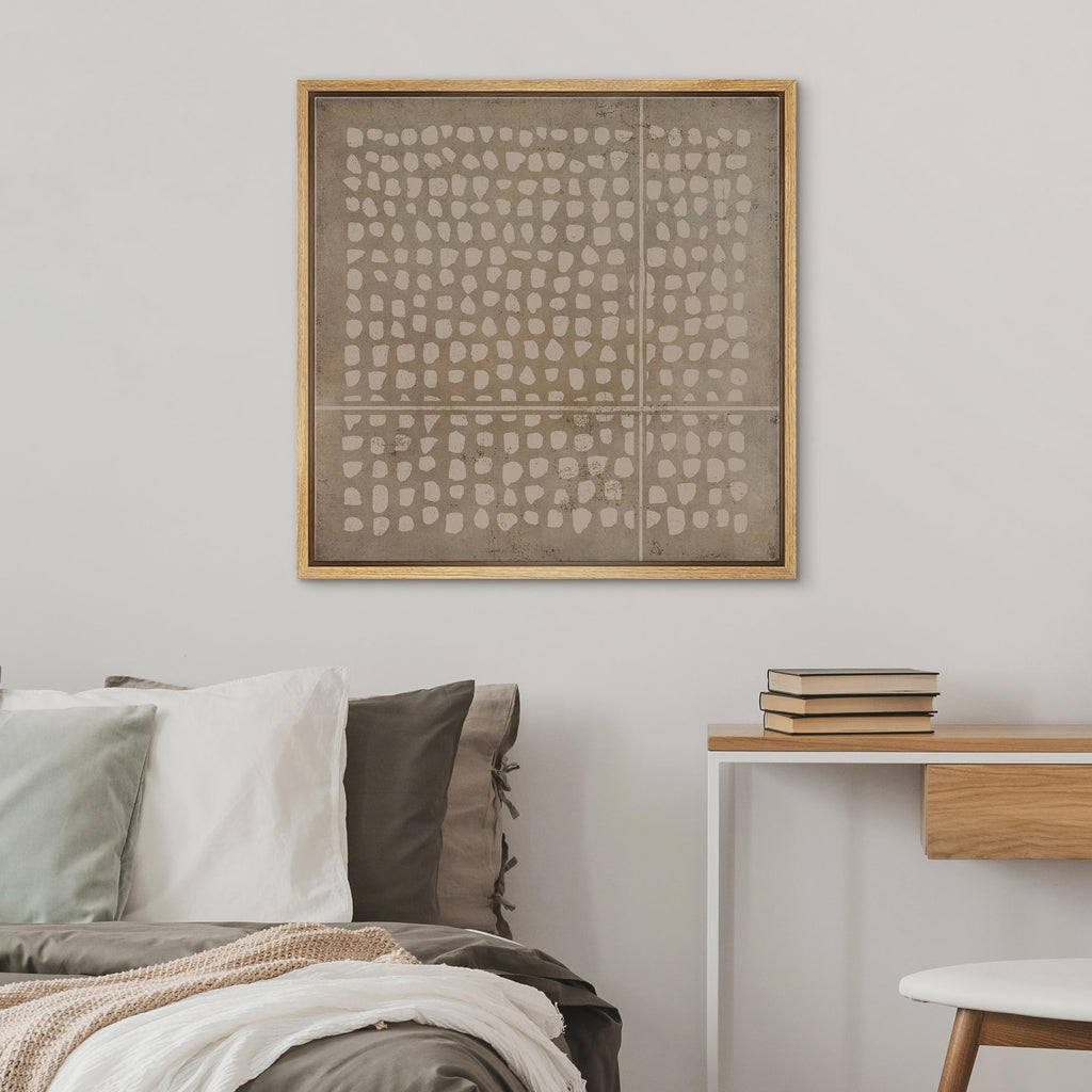 Framed Canvas Print Wall Art Geometric Grunge Minimal Dot Pattern Abstract Shapes Illustrations Modern Art Decorative