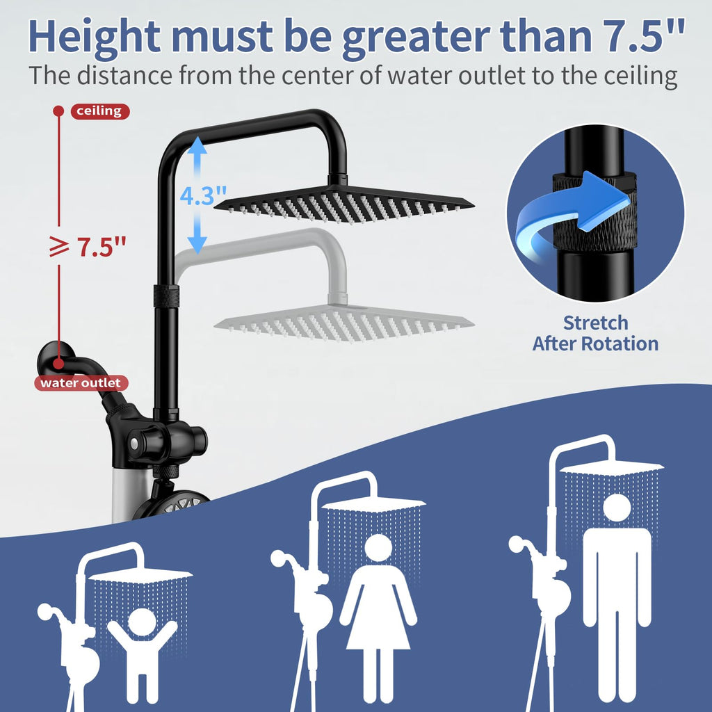 Filtered Rain Shower Head with Handheld Spray Combo (Black)