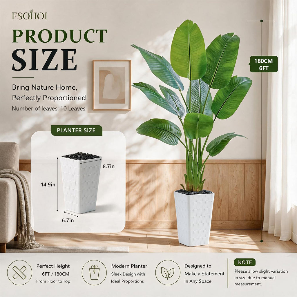 Bird of Paradise Artificial Plants, 6FT Banana Fake Tree Indoor