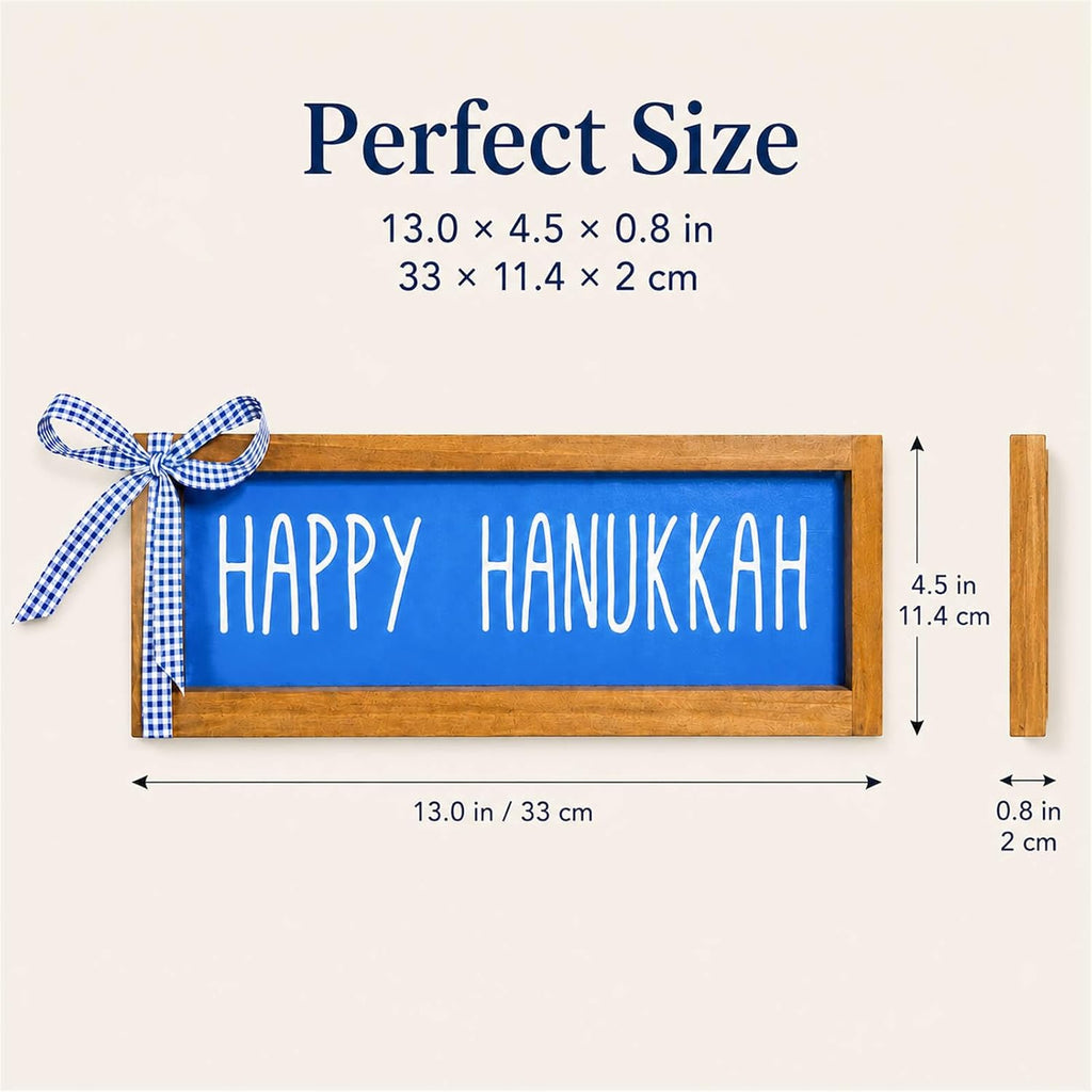 Happy Hanukkah Sign, Wooden Chanukah Decorations, Jewish Holiday Indoor Wall Table Centerpiece Shelf Decor