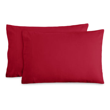 Flannel Pillowcases 100% Cotton (King Set of 2, Red)