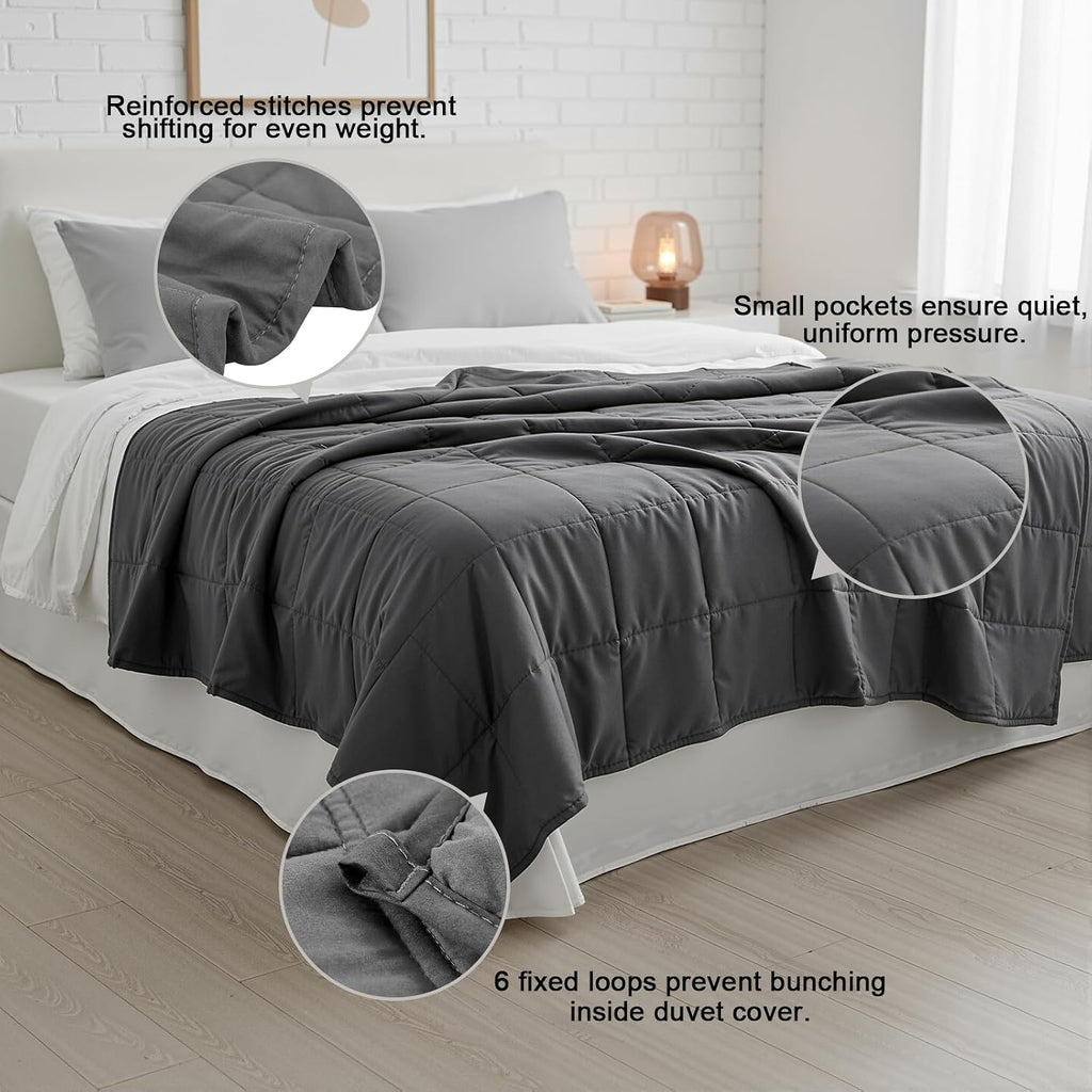 Weighted Blanket(48"x72",10lbs Grey) Full Size Soft Cooling Heating Heavy Blanket for Sleeping, Breathable Blanket
