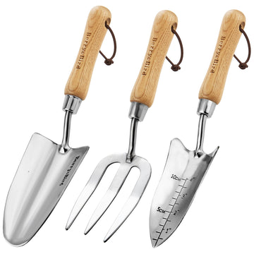 Tool Set- 3PCS Stainless Steel Gardening Tool Sets with Wooden Handle Trowel Weeding Fork & Digging Shovel Hand Tool