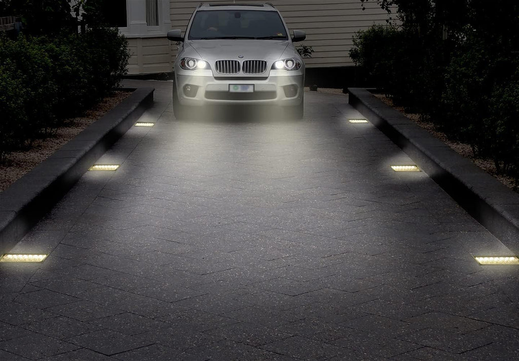 Solar Paver Lights 4x8, Driveway Lights, IP67 Waterproof, 3 Colors, 2 Pack