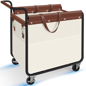 180L Rolling Laundry Hamper, Laundry Basket with Wheels, Beige