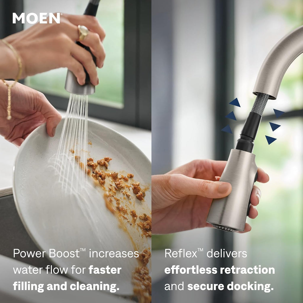 Arbor Spot Resist Stainless One-Handle Pulldown Kitchen Faucet with Sprayer and a Reflex Docking System, Kitchen Sink
