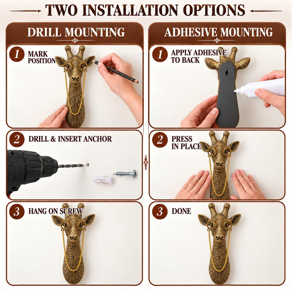 Gold Animal Head Wall Decor Wall Sculpture Home Decor Statue Office Bedroom Modern Decor for Men Women Giraffe