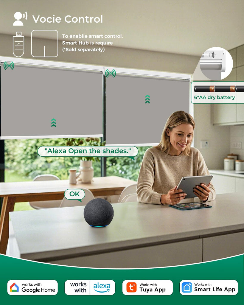 Motorized Blinds with Remote (Gray, )