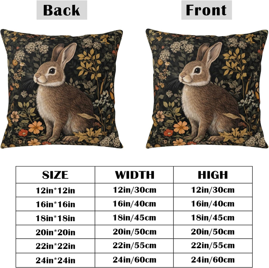 Vintage Easter Bunny Pillow Covers 20x20 Rustic Botanical Plants Floral Rabbit Throw Pillow Cases Spring - Set of 2