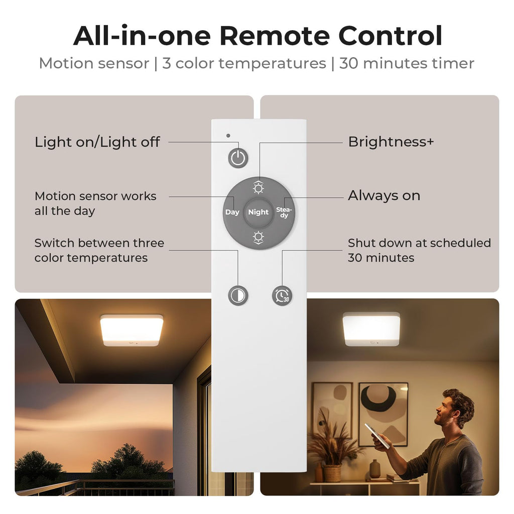Motion Sensor Ceiling Light No Wiring, Rechargeable Closet Light