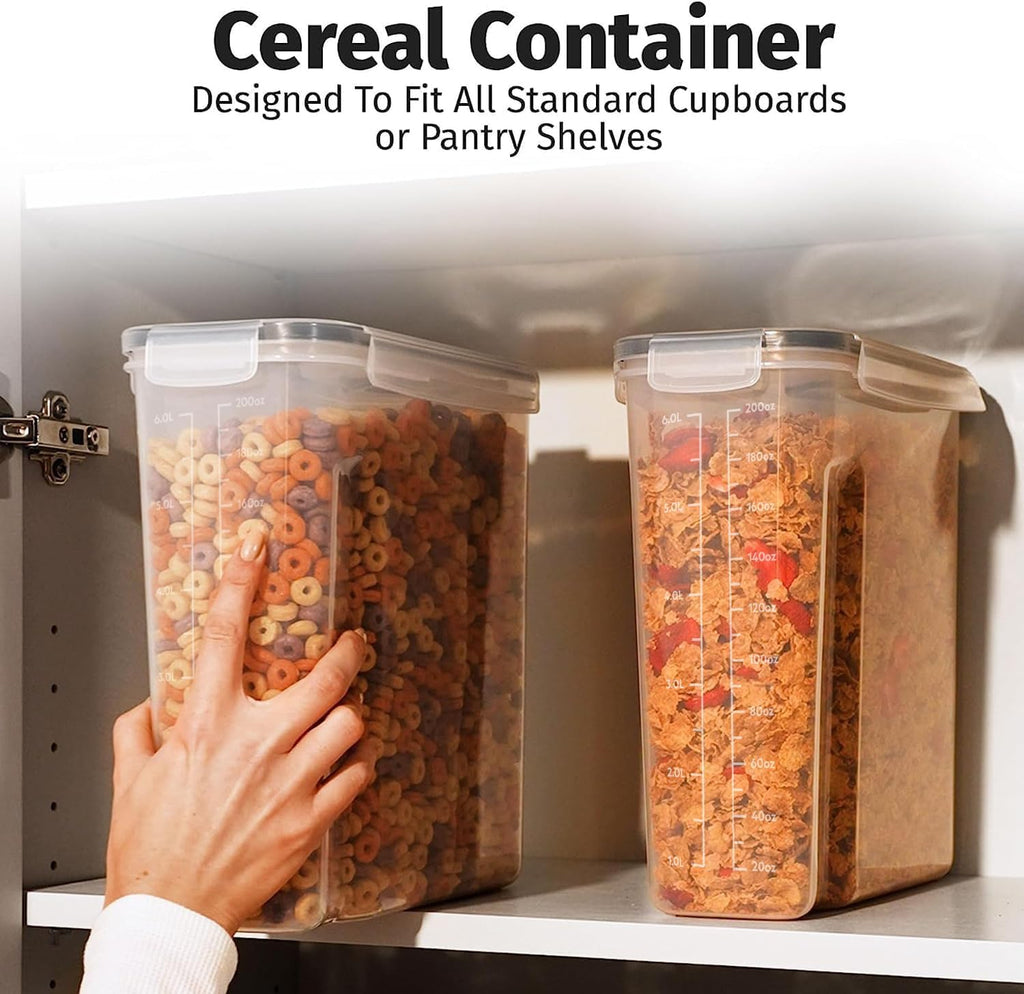 2 Pack (6.3L / 213OZ) EXTRA Large Airtight Food Storage Cereal Containers for Bulk Food Storage BPA-Free Plastic