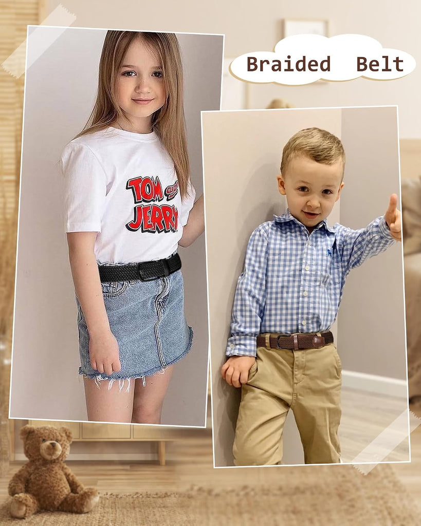 Kids Belt for Boy Stretch Pin Buckle Elastic Woven Casual Toddler Youth Belt