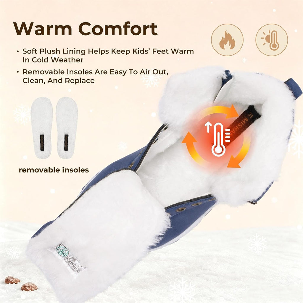Boys Girls Snow Boots, Water Resistant Kids Winter Hiking Boots