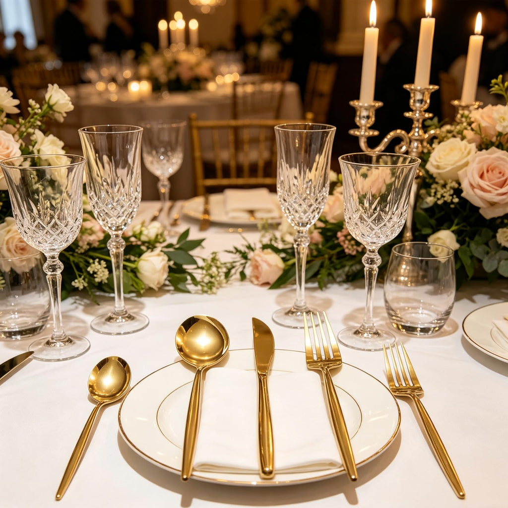 Gold Silverware Set 100-Piece - Premium Stainless Steel Flatware Set for 20, Luxury Gold Cutlery Set with Spoons