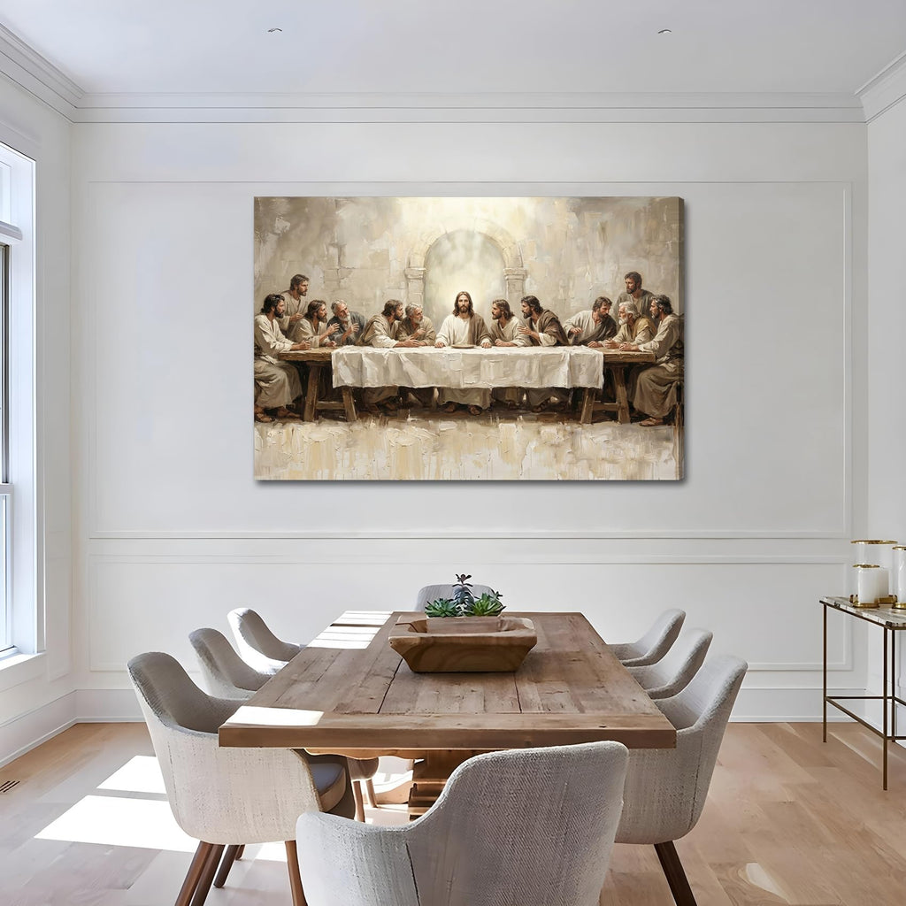 Jesus The Last Supper Large Canvas Wall Art, Dining Room, 36x24 in