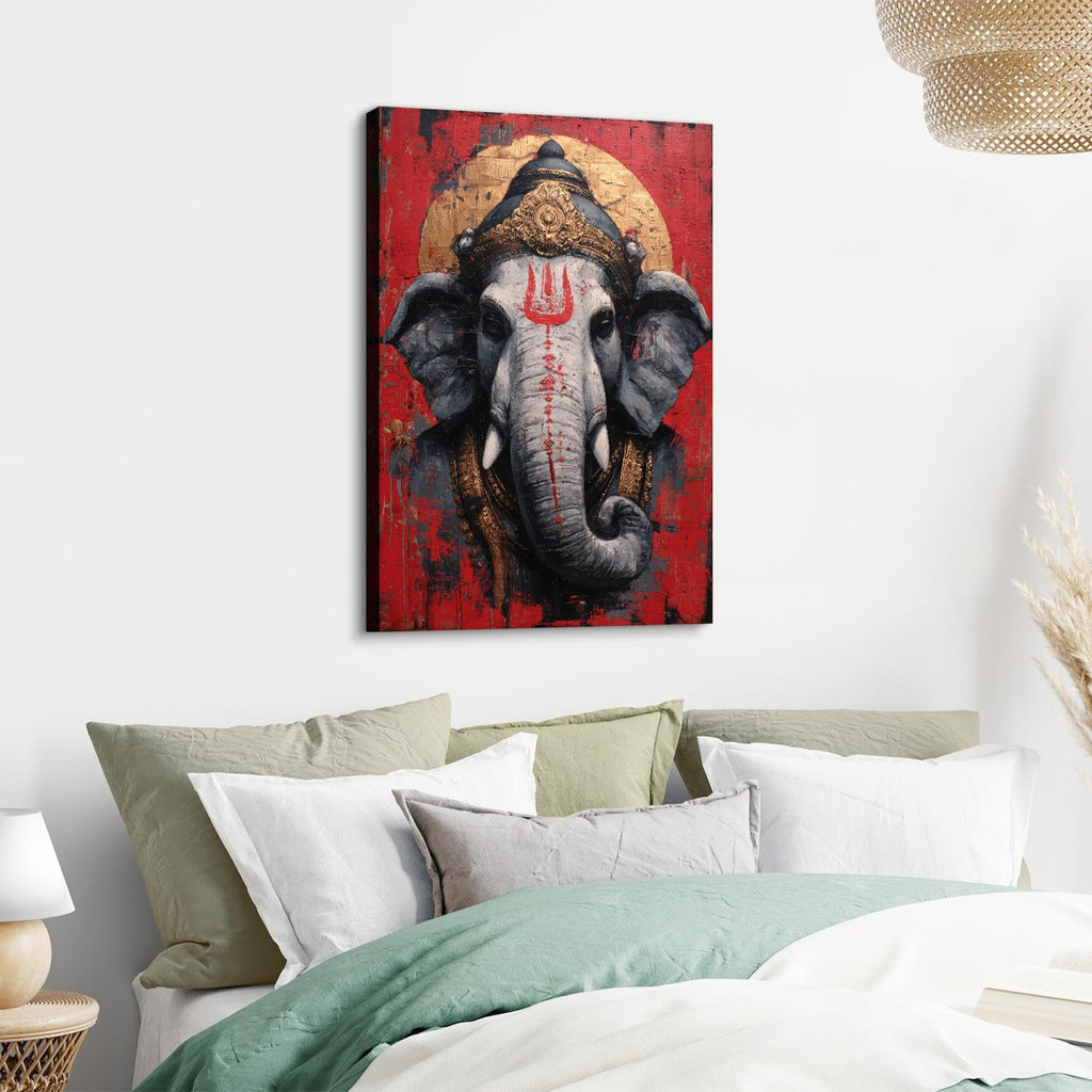 Abstract Elephant Wall Art Watercolor Paintings Wall Decor Hinduism Religion Canvas Picture for Yoga Spa Meditation