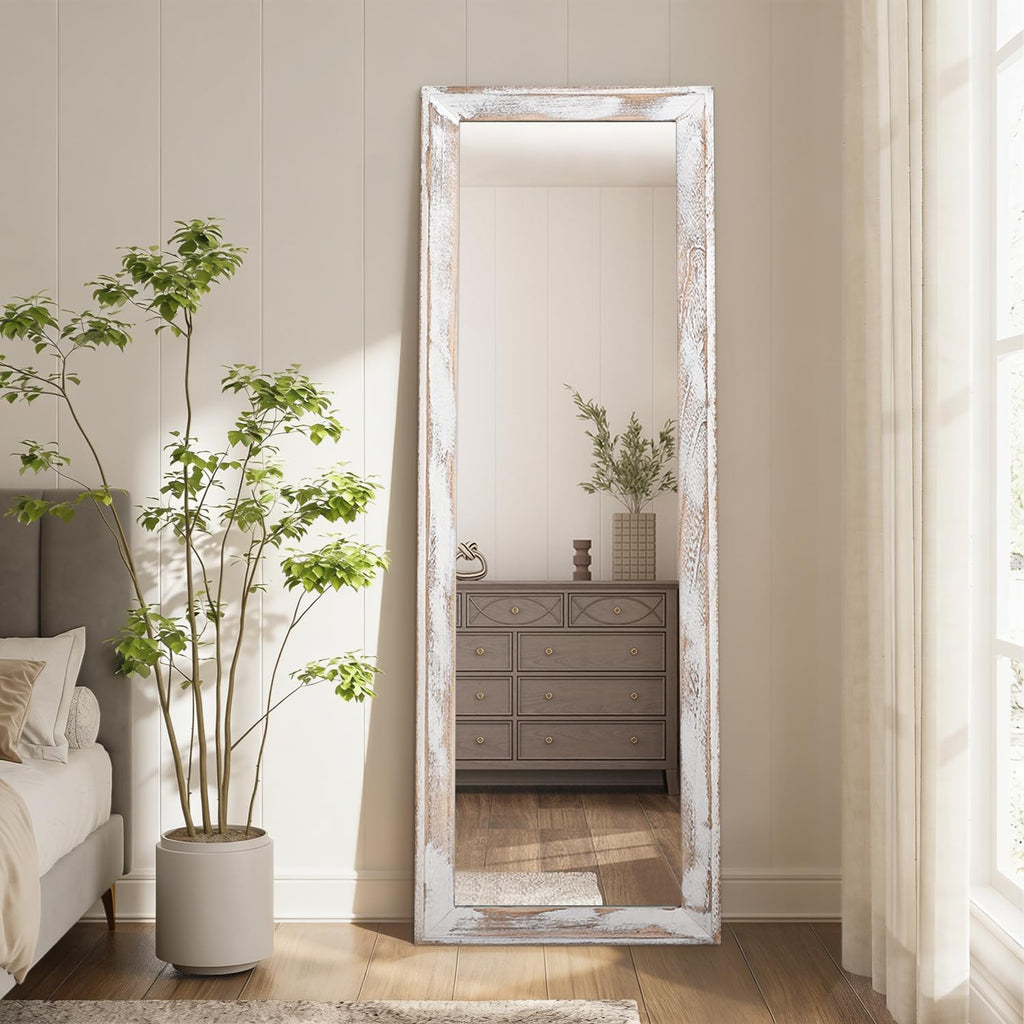 Wall Mirror Full Length with Wood Frame 65"x22" Rustic Large Full Body Mirrors Decorative Living Room Bathroom
